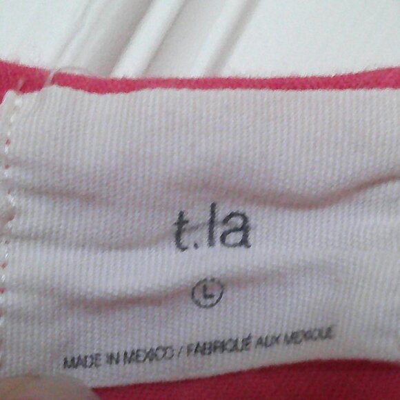 T.La Women's Pink Cotton Back Cutout Twisted Back Rolled Sleeve Top - Sz Large - Picture 2 of 7